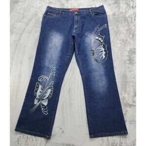 Vintage Cosmopolitan Jeanswear Jeans Womens 20W Blue Faded Beaded Butterfly